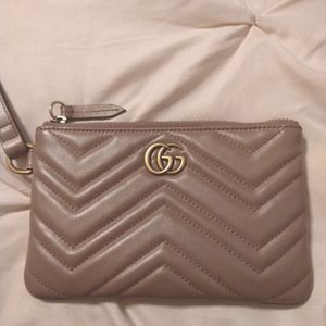 Gucci Calfskin Matelasse GG Marmont Wrist Wallet.